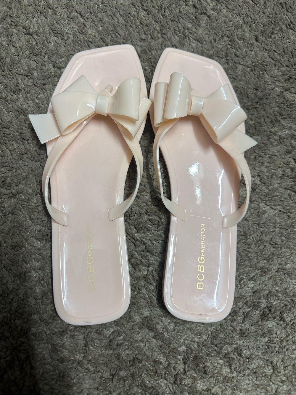 BCBGeneration Pale Blush Bow Jelly Sandals